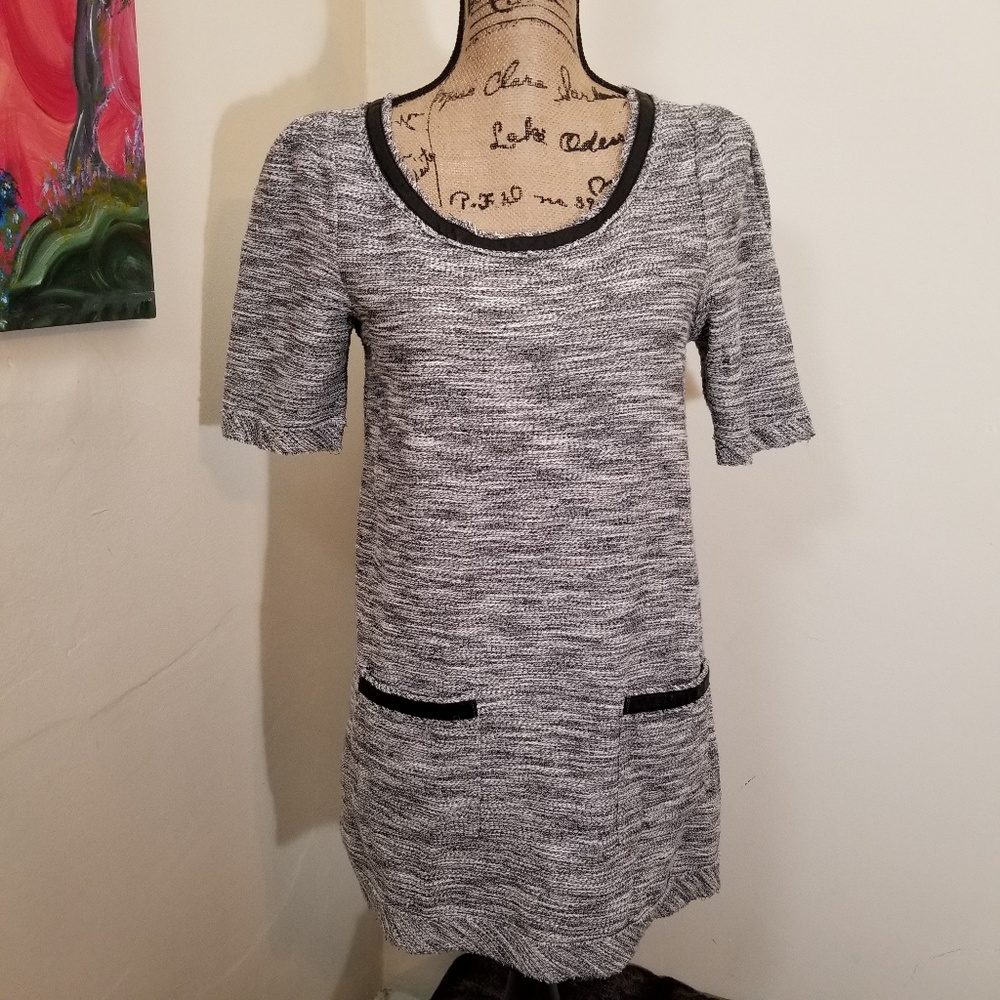 Anthropologie Postmark faux leather trim tunic top